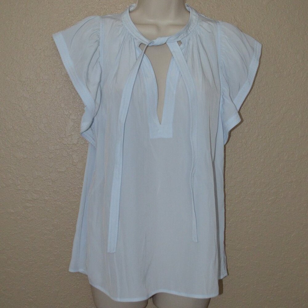 NWOT Sz 4 Small A.L.C. Light Blue Ruffle Short Sleeve Blouse